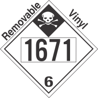 Inhalation Hazard Class 6.1 UN1671 Removable Vinyl DOT Placard