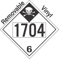 Inhalation Hazard Class 6.1 UN1704 Removable Vinyl DOT Placard