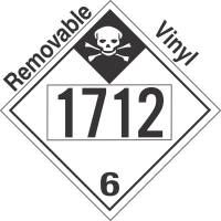 Inhalation Hazard Class 6.1 UN1712 Removable Vinyl DOT Placard