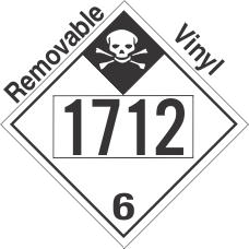 Inhalation Hazard Class 6.1 UN1712 Removable Vinyl DOT Placard
