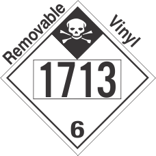 Inhalation Hazard Class 6.1 UN1713 Removable Vinyl DOT Placard