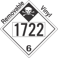 Inhalation Hazard Class 6.1 UN1722 Removable Vinyl DOT Placard