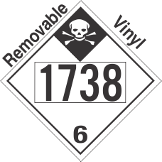 Inhalation Hazard Class 6.1 UN1738 Removable Vinyl DOT Placard