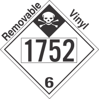 Inhalation Hazard Class 6.1 UN1752 Removable Vinyl DOT Placard