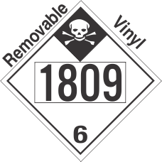 Inhalation Hazard Class 6.1 UN1809 Removable Vinyl DOT Placard