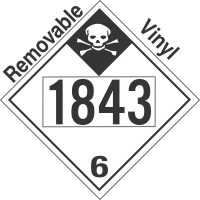 Inhalation Hazard Class 6.1 UN1843 Removable Vinyl DOT Placard