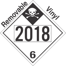 Inhalation Hazard Class 6.1 UN2018 Removable Vinyl DOT Placard