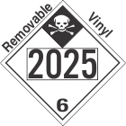 Inhalation Hazard Class 6.1 UN2025 Removable Vinyl DOT Placard