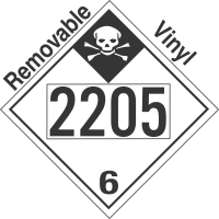 Inhalation Hazard Class 6.1 UN2205 Removable Vinyl DOT Placard