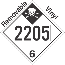Inhalation Hazard Class 6.1 UN2205 Removable Vinyl DOT Placard