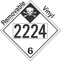 Inhalation Hazard Class 6.1 UN2224 Removable Vinyl DOT Placard