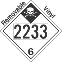 Inhalation Hazard Class 6.1 UN2233 Removable Vinyl DOT Placard