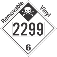 Inhalation Hazard Class 6.1 UN2299 Removable Vinyl DOT Placard