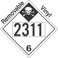 Inhalation Hazard Class 6.1 UN2311 Removable Vinyl DOT Placard