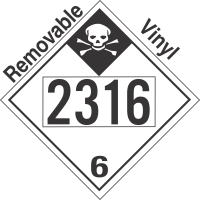 Inhalation Hazard Class 6.1 UN2316 Removable Vinyl DOT Placard