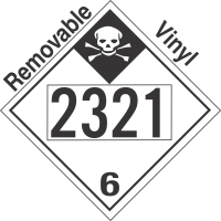 Inhalation Hazard Class 6.1 UN2321 Removable Vinyl DOT Placard