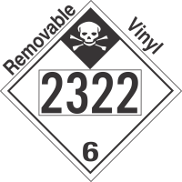 Inhalation Hazard Class 6.1 UN2322 Removable Vinyl DOT Placard