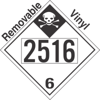 Inhalation Hazard Class 6.1 UN2516 Removable Vinyl DOT Placard