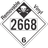 Inhalation Hazard Class 6.1 UN2668 Removable Vinyl DOT Placard