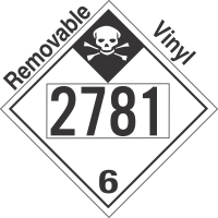 Inhalation Hazard Class 6.1 UN2781 Removable Vinyl DOT Placard