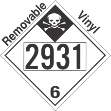Inhalation Hazard Class 6.1 UN2931 Removable Vinyl DOT Placard