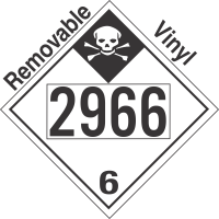 Inhalation Hazard Class 6.1 UN2966 Removable Vinyl DOT Placard