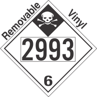 Inhalation Hazard Class 6.1 UN2993 Removable Vinyl DOT Placard