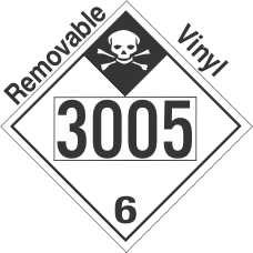 Inhalation Hazard Class 6.1 UN3005 Removable Vinyl DOT Placard