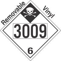 Inhalation Hazard Class 6.1 UN3009 Removable Vinyl DOT Placard