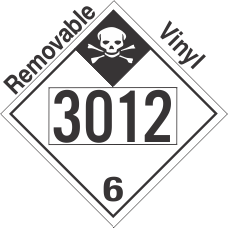 Inhalation Hazard Class 6.1 UN3012 Removable Vinyl DOT Placard