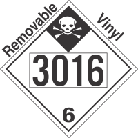 Inhalation Hazard Class 6.1 UN3016 Removable Vinyl DOT Placard