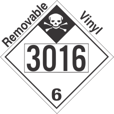 Inhalation Hazard Class 6.1 UN3016 Removable Vinyl DOT Placard