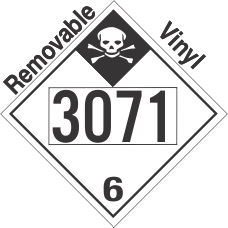 Inhalation Hazard Class 6.1 UN3071 Removable Vinyl DOT Placard