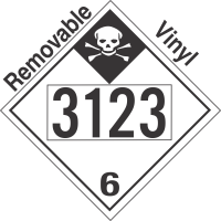 Inhalation Hazard Class 6.1 UN3123 Removable Vinyl DOT Placard