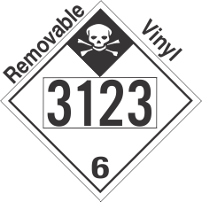 Inhalation Hazard Class 6.1 UN3123 Removable Vinyl DOT Placard