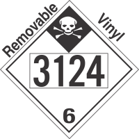 Inhalation Hazard Class 6.1 UN3124 Removable Vinyl DOT Placard