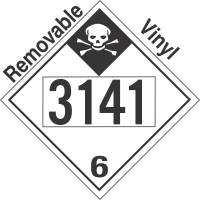 Inhalation Hazard Class 6.1 UN3141 Removable Vinyl DOT Placard