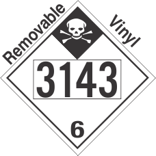 Inhalation Hazard Class 6.1 UN3143 Removable Vinyl DOT Placard