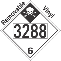 Inhalation Hazard Class 6.1 UN3288 Removable Vinyl DOT Placard