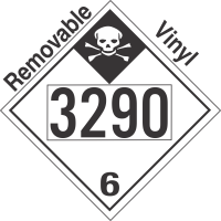 Inhalation Hazard Class 6.1 UN3290 Removable Vinyl DOT Placard