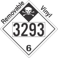 Inhalation Hazard Class 6.1 UN3293 Removable Vinyl DOT Placard