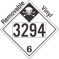 Inhalation Hazard Class 6.1 UN3294 Removable Vinyl DOT Placard