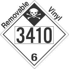 Inhalation Hazard Class 6.1 UN3410 Removable Vinyl DOT Placard