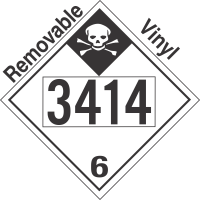 Inhalation Hazard Class 6.1 UN3414 Removable Vinyl DOT Placard