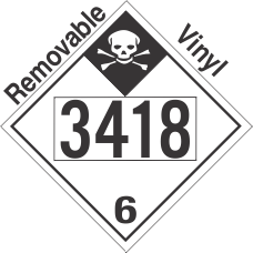 Inhalation Hazard Class 6.1 UN3418 Removable Vinyl DOT Placard