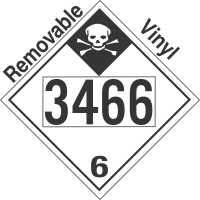 Inhalation Hazard Class 6.1 UN3466 Removable Vinyl DOT Placard