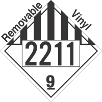 Miscellaneous Dangerous Goods Class 9 UN2211 Removable Vinyl DOT Placard