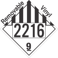 Miscellaneous Dangerous Goods Class 9 UN2216 Removable Vinyl DOT Placard