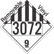Miscellaneous Dangerous Goods Class 9 UN3072 Removable Vinyl DOT Placard