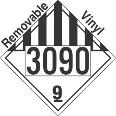 Miscellaneous Dangerous Goods Class 9 UN3090 Removable Vinyl DOT Placard